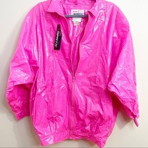 Kenn Sporn for WIPPETTE 80’s neon pink jacket sz M Vinyl zip up NWT